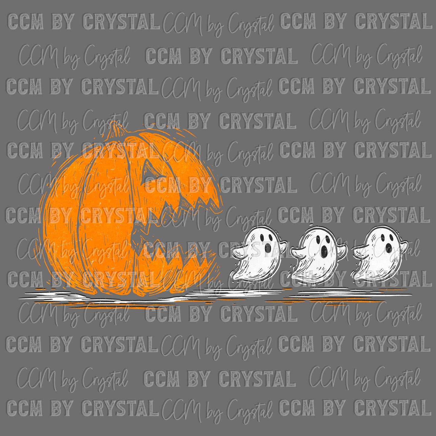 Jack O Lantern Chasing Ghosts Fall Halloween Ready to Press Transfer DTF Transfer