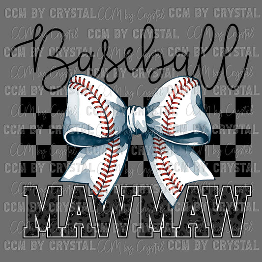 Mawmaw Baseball Mascot Sports Ready to Press Transfer DTF Transfer Sublimation Transfer