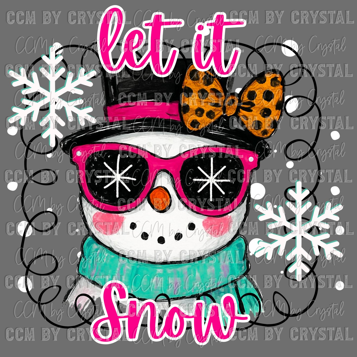 Let It Snow Snowman Christmas Ready to Press Transfer DTF Transfer Sublimation Transfer