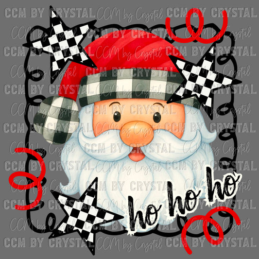 Ho Ho Ho Santa Christmas Checkered  Ready to Press Transfer DTF Transfer Sublimation Transfer