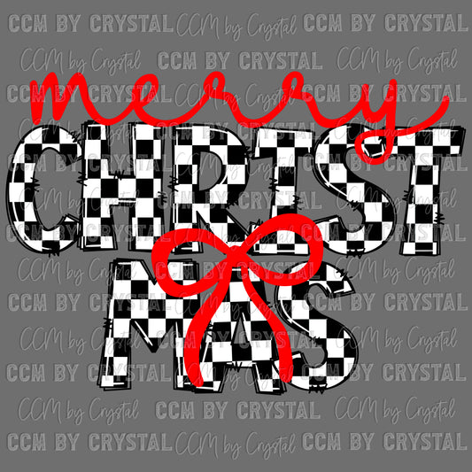 Merry Christmas Checkered  Ready to Press Transfer DTF Transfer Sublimation Transfer