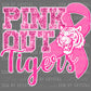 Pink Out Tigers Mascot Sports Ready to Press Transfer DTF Transfer Sublimation Transfer