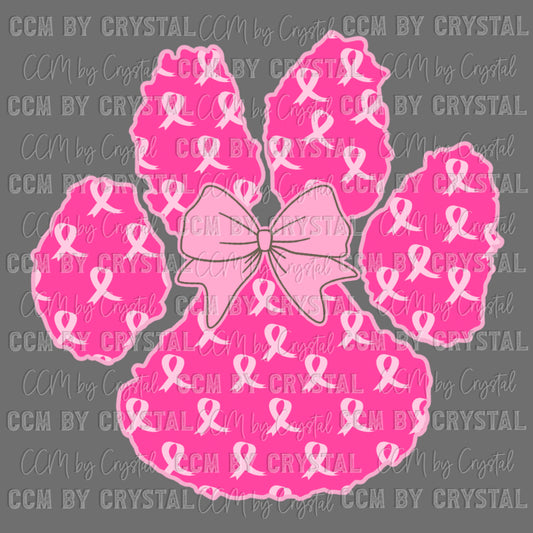 Paw Pink Breast Cancer Awareness Ready to Press Transfer DTF Transfer Sublimation Transfer