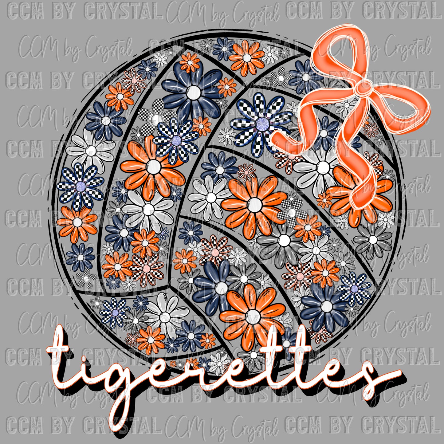Floral Tigerettes Volleyball Ready to Press Transfer DTF Transfer Sublimation Transfer