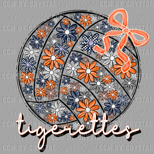 Floral Tigerettes Volleyball Ready to Press Transfer DTF Transfer Sublimation Transfer