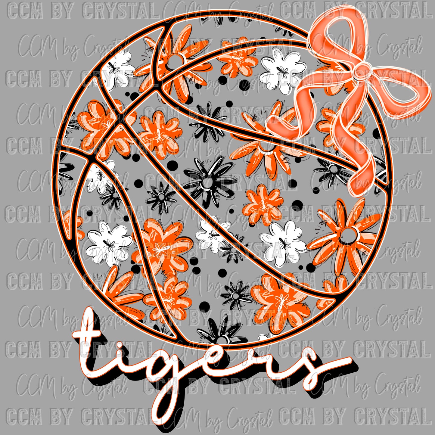 Floral Tigers Basketball Ready to Press Transfer DTF Transfer Sublimation Transfer