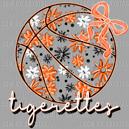 Floral Tigerettes Basketball Ready to Press Transfer DTF Transfer Sublimation Transfer
