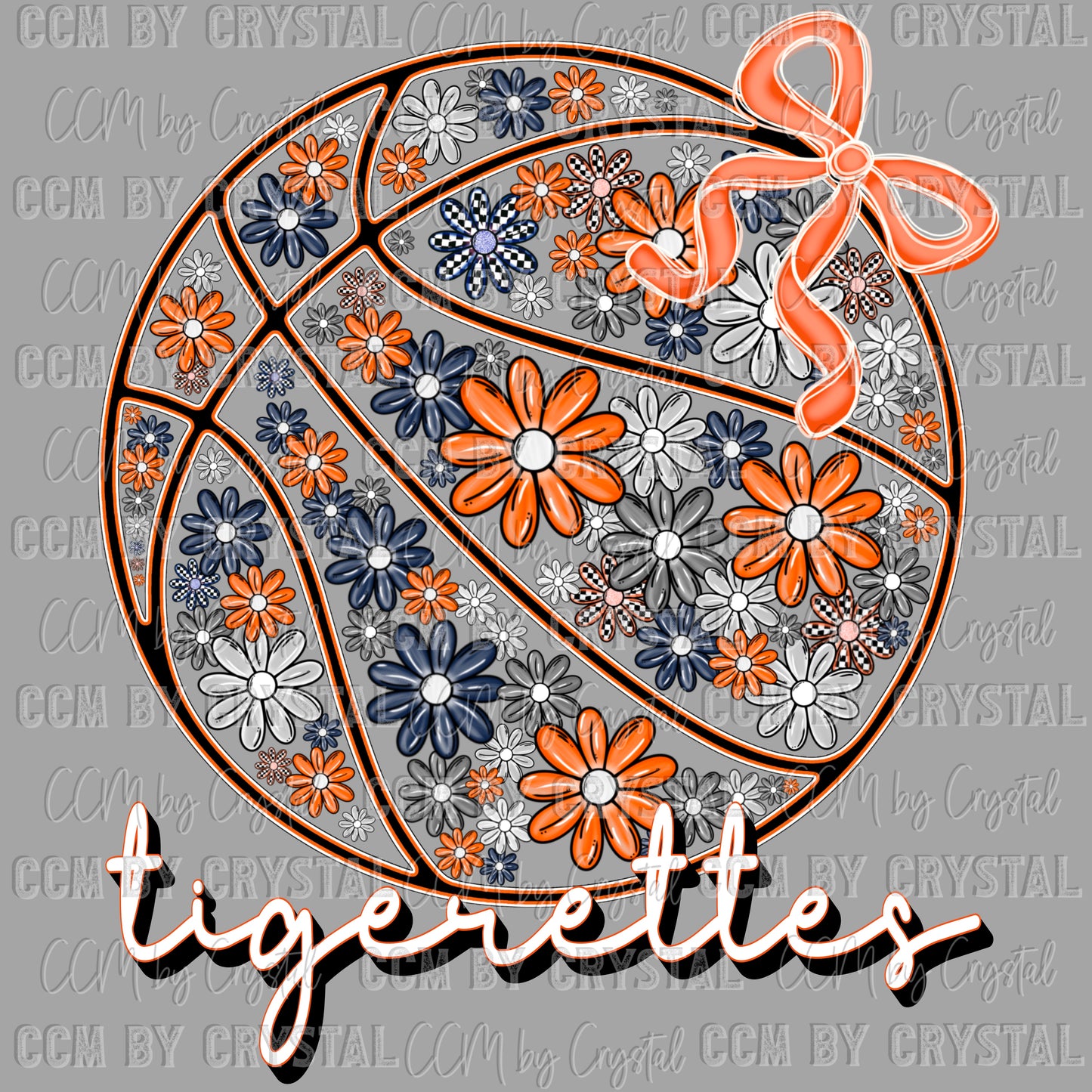 Floral Tigerettes Basketball Ready to Press Transfer DTF Transfer Sublimation Transfer
