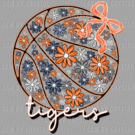 Floral Tigers Basketball Ready to Press Transfer DTF Transfer Sublimation Transfer