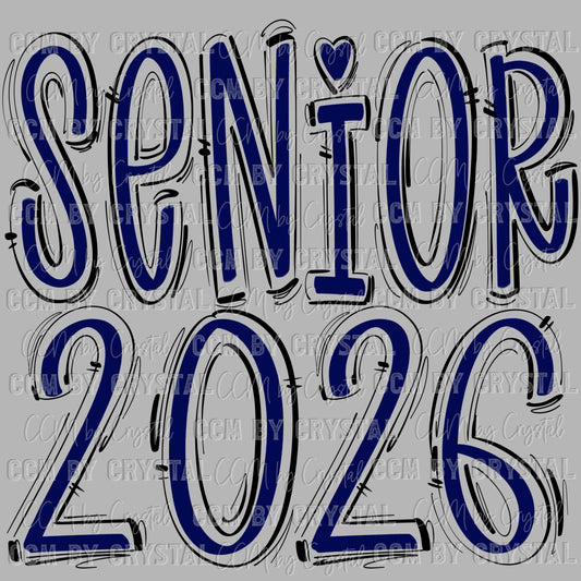 Senior 2026 Navy Ready to Press Transfer DTF Transfer Sublimation Transfer