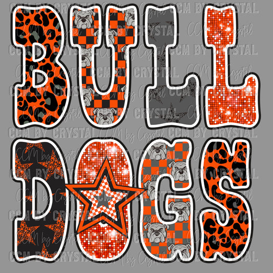 Bulldogs Orange Mascot Ready to Press Transfer DTF Transfer Sublimation Transfer