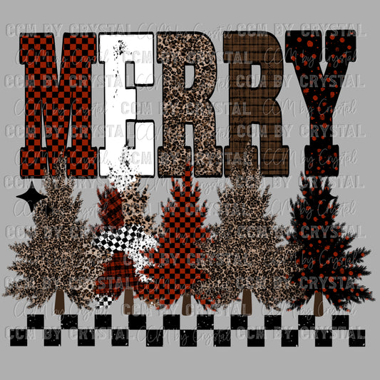 Merry Christmas Trees Winter Ready to Press Transfer Instant Peel DTF Transfer Sublimation Transfer