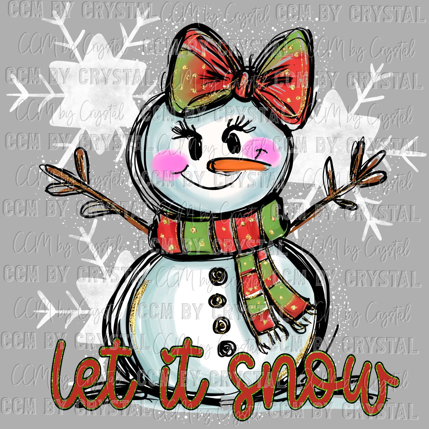 Let It Snow Snowwoman Christmas Ready to Press Transfer Instant Peel DTF Transfer
