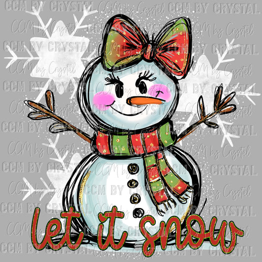 Let It Snow Snowwoman Christmas Ready to Press Transfer Instant Peel DTF Transfer