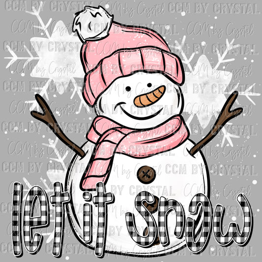 Let It Snow Snowman Winter Christmas Ready to Press Transfer Instant Peel DTF Transfer