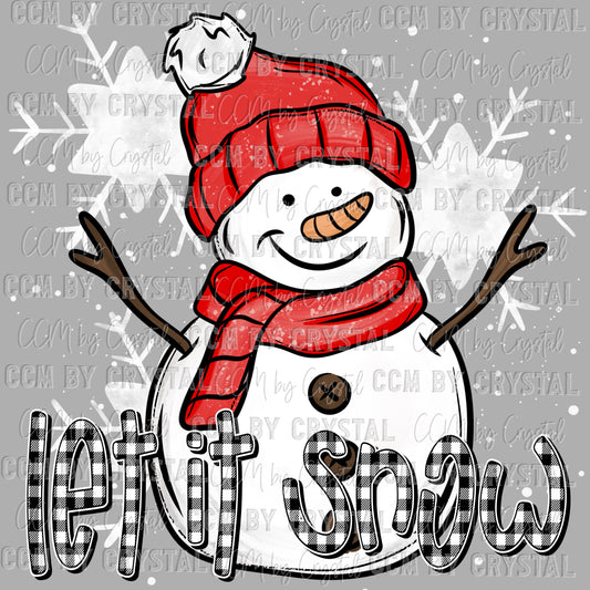 Let It Snow Snowman Winter Christmas Ready to Press Transfer Instant Peel DTF Transfer