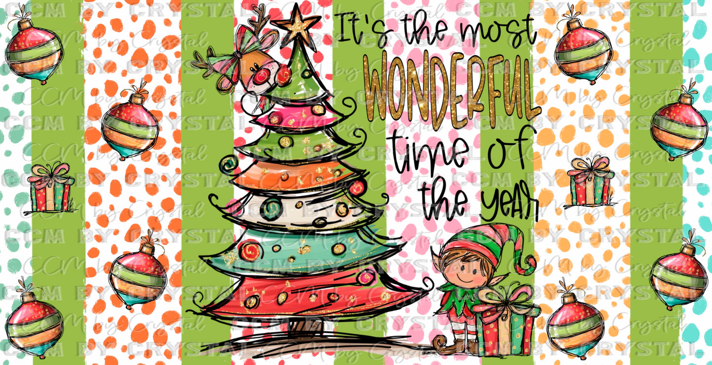 It’s the Most Wonderful Time of the Year Winter Christmas Transfer 16oz Libby Glass Can Wrap Ready to Apply