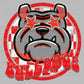 Bulldogs Red With Checkered Background Ready to Press Transfer Instant Peel DTF Transfer Sublimation Transfer
