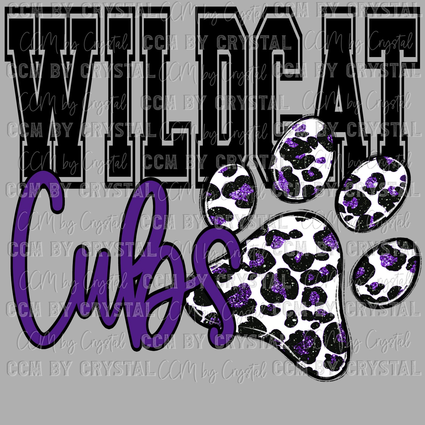 Wildcat Cubs Paw Mascot Ready to Press Instant Peel DTF Transfers Sublimation Transfers