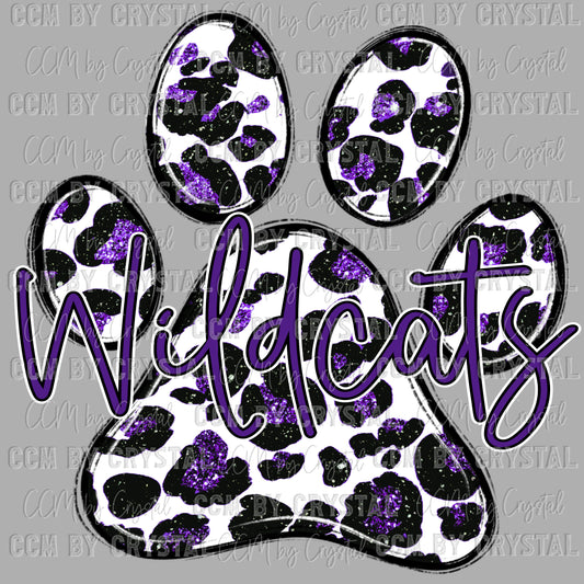 Wildcat Paw Mascot Ready to Press Instant Peel DTF Transfers Sublimation Transfers