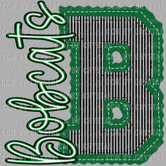 B Bobcats Preppy Mascot Ready to Press Instant Peel DTF Transfers Sublimation Transfers