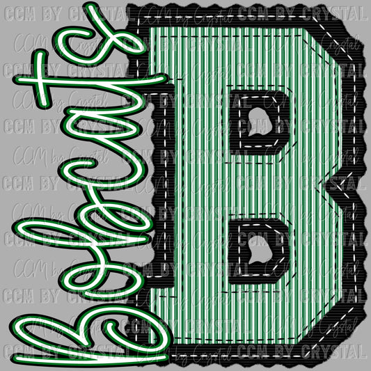 B Bobcats Preppy Mascot Ready to Press Instant Peel DTF Transfers Sublimation Transfers