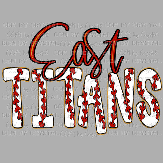 Victoria East Titans Baseball Mascot Ready to Press Instant Peel DTF Transfers Sublimation Transfers