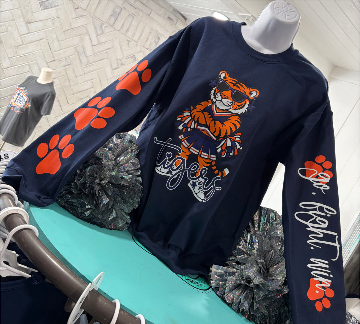 Tigers Cheerleader Go Fight Win T-Shirt Sweatshirt