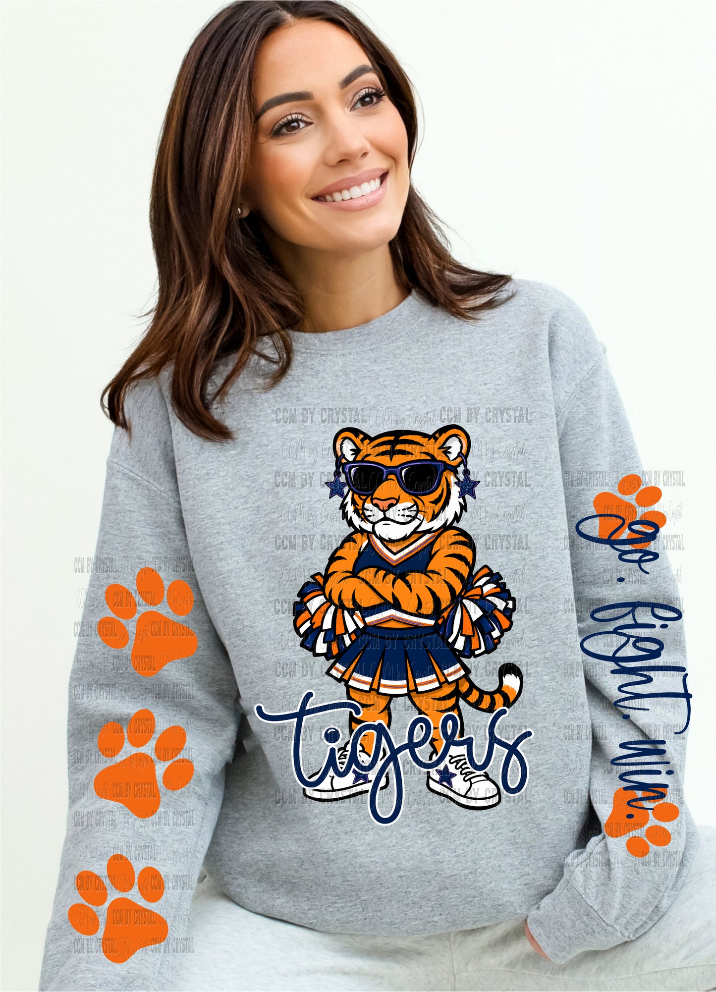 Tigers Cheerleader Go Fight Win T-Shirt Sweatshirt