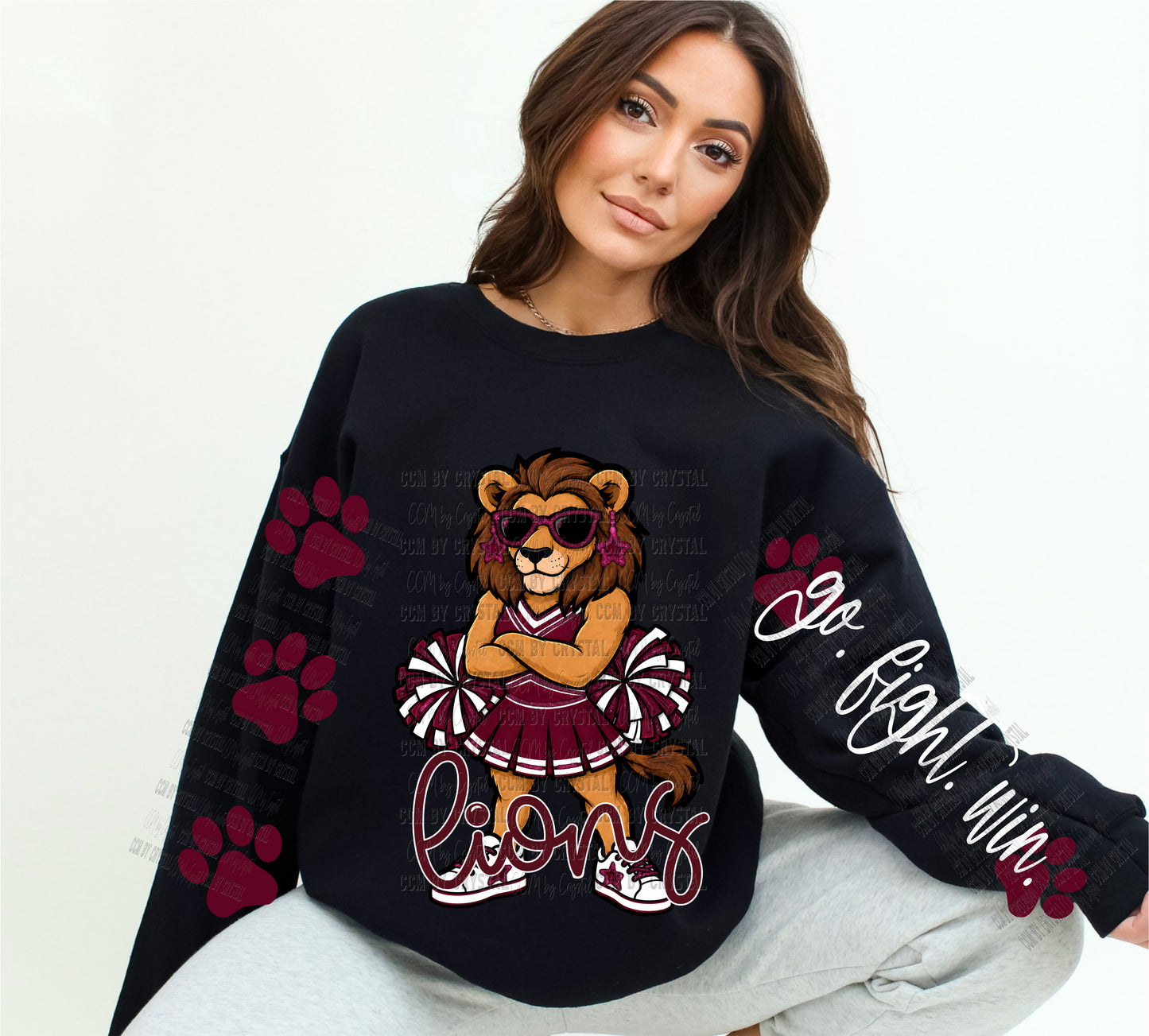 Lions Maroon Cheerleader Go Fight Win T-Shirt Sweatshirt