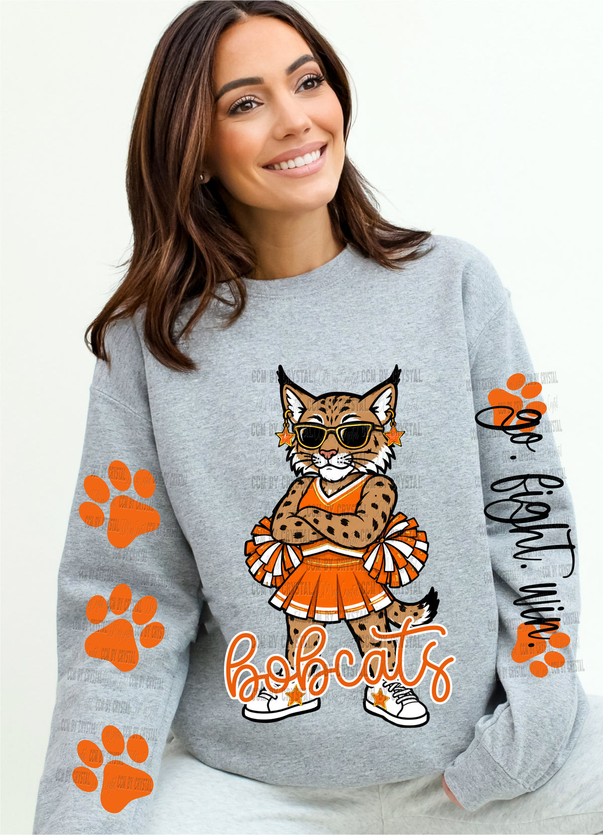 Bobcats Orange Cheerleader Go Fight Win T-Shirt Sweatshirt
