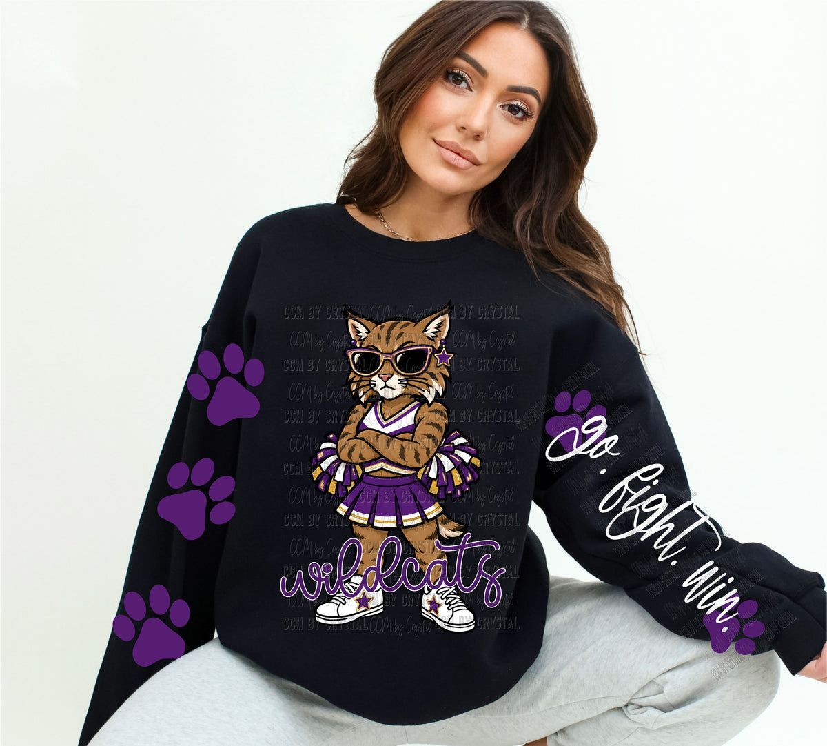 Wildcats Purple Cheerleader Go Fight Win T-Shirt Sweatshirt