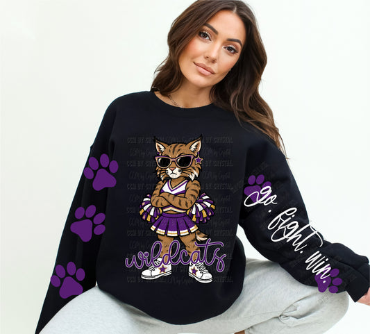 Wildcats Purple Cheerleader Go Fight Win T-Shirt Sweatshirt