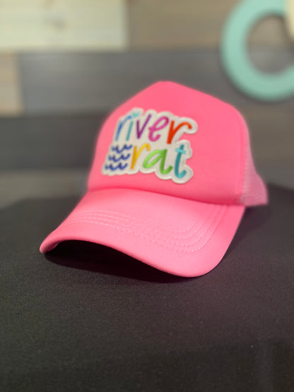 Hot Pink River Rat Summertime Embroidered Patch Trucker Hat