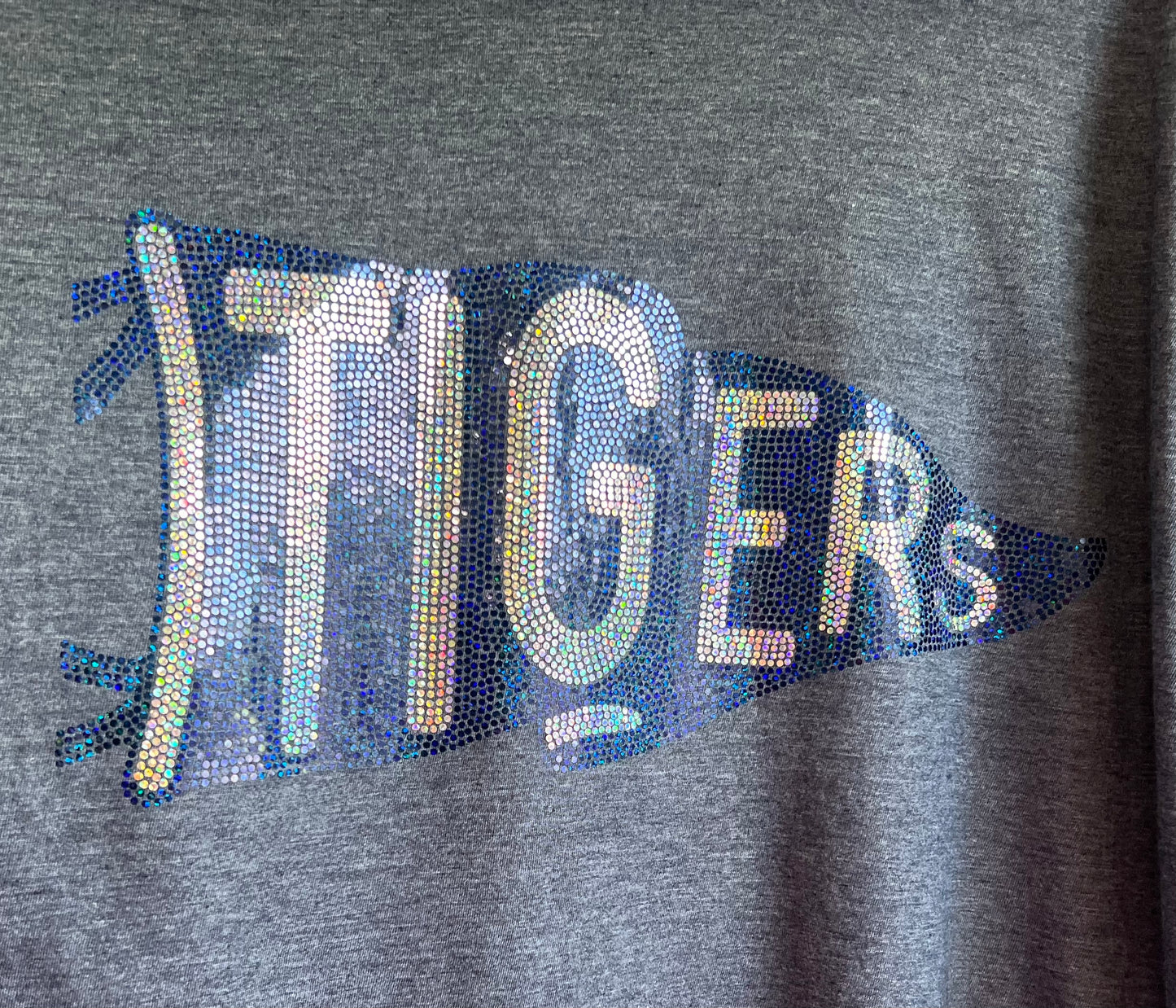 Tigers Pennant Bling Spangle Adult SHORT SLEEVE  T-Shirt