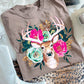 Floral Buck Deer Ready to Press Instant Peel DTF Transfers Sublimation Transfers