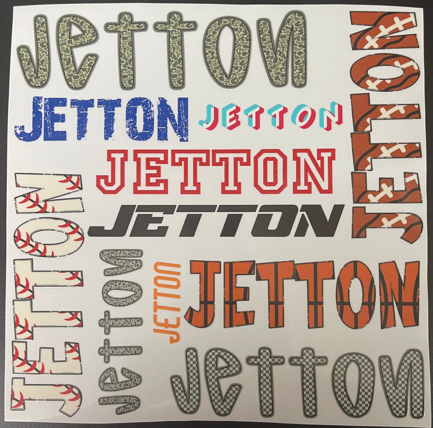UV DTF Personalized Name Sticker Sheet 10X10