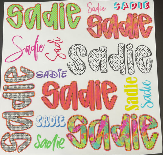 UV DTF Personalized Name Sticker Sheet 10X10