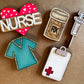 Refrigerator Magnets Nurse Set of 5 Nurse Heart, Clip Board, Scrub Top, Needle, RX Bottle