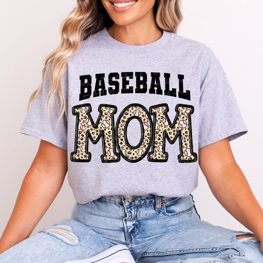 Baseball Mom Faux Embroidery Ready to Press Instant Peel DTF Transfers Sublimation Transfers