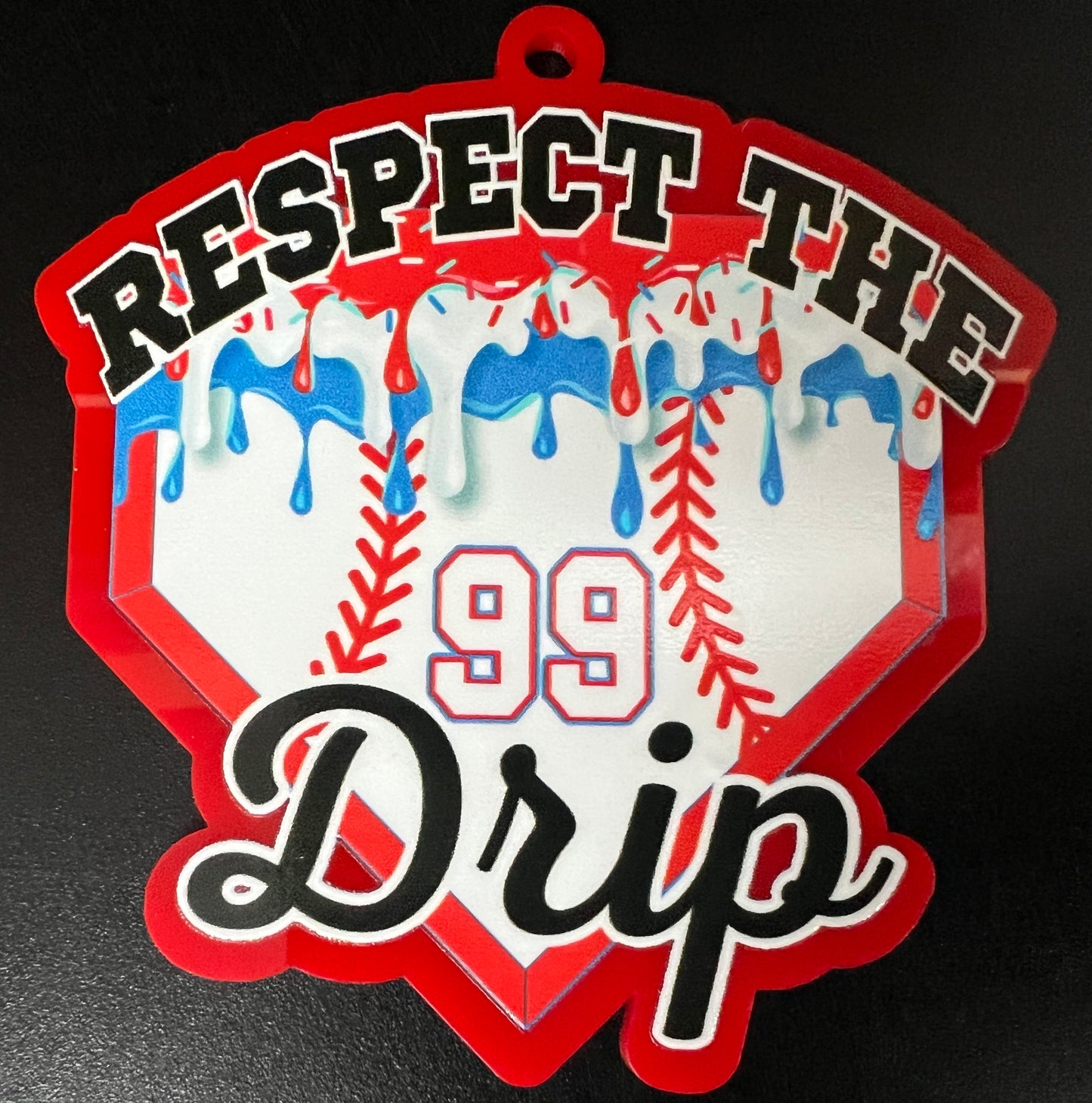 Respect the Drip Keychain Ball/Bat Bag Tag