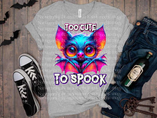 Bat Too Cute To Spook Halloween Ready to Press Transfer DTF Transfer Sublimation Transfer