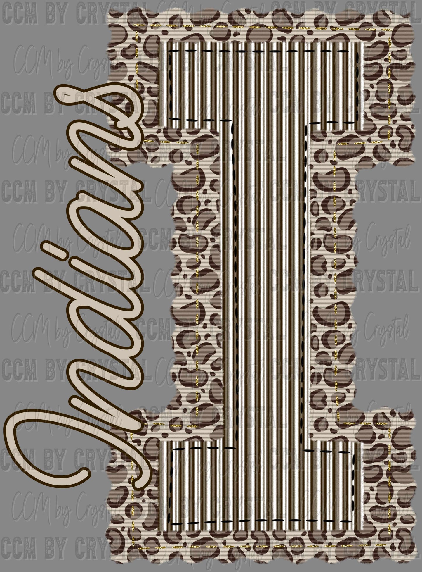 Indians Faux Embroidery Leopard Print Sports Mascot Ready to Press Transfer DTF Transfer Sublimation Transfer
