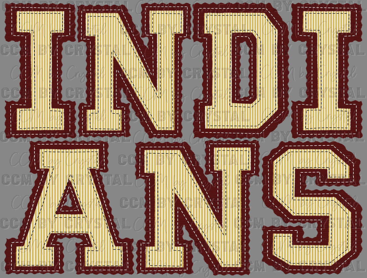 Indians Faux Embroidery Yellow Maroon Sports Mascot Ready to Press Transfer DTF Transfer Sublimation Transfer