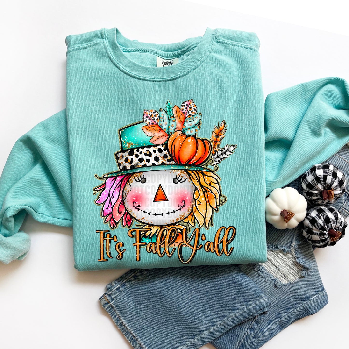 It's Fall Yall Scarecrow Ready to Press Transfer DTF Transfer Sublimation Transfer
