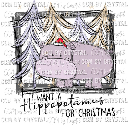 I Want A Hippopotamus for Christmas Background Ready to Press Transfer