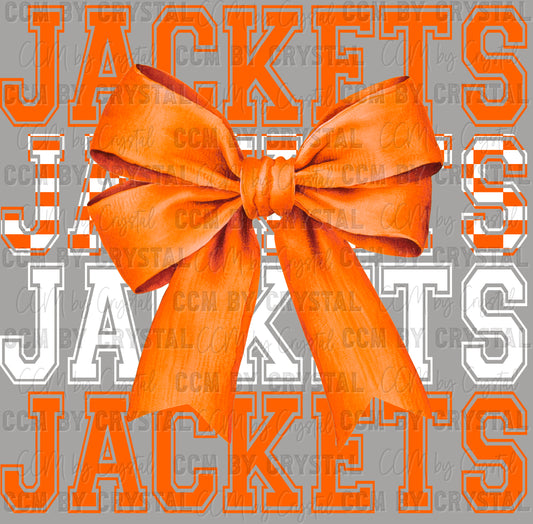 Jackets Stacked Orange Bow Mascot Ready to Press Transfer DTF Transfer