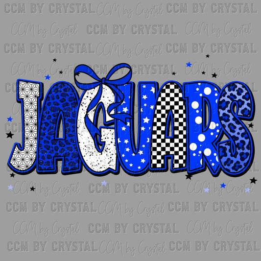 Jaguars Blue Mascot Ready to Press Transfer DTF Transfer Sublimation Transfer