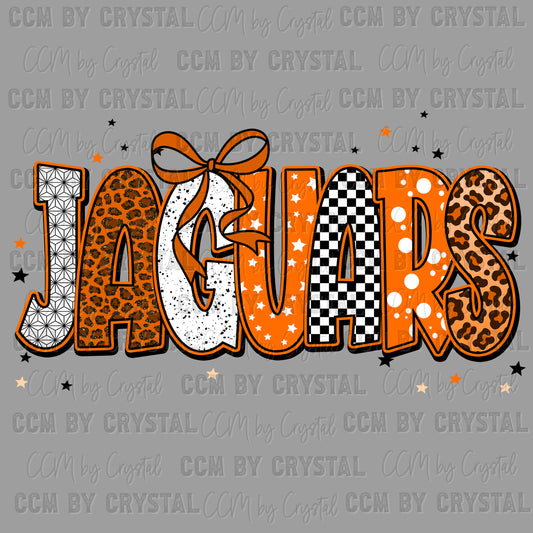 Jaguars Orange Mascot Ready to Press Transfer DTF Transfer Sublimation Transfer