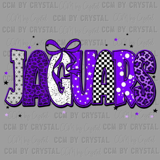 Jaguars Purple Mascot Ready to Press Transfer DTF Transfer Sublimation Transfer